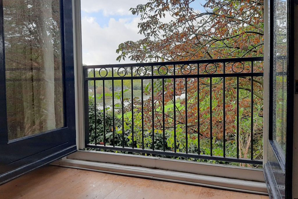 Frans balkon in de Winter