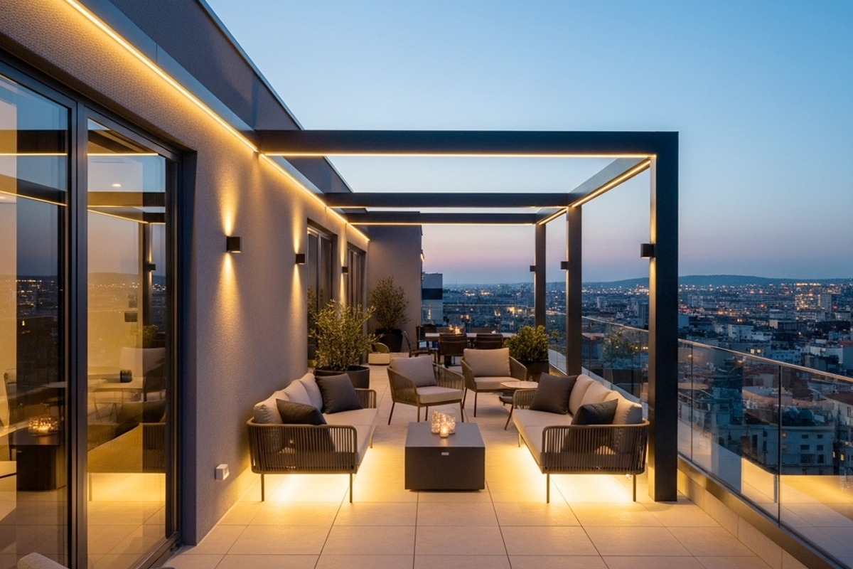 LED verlichting op dakterras